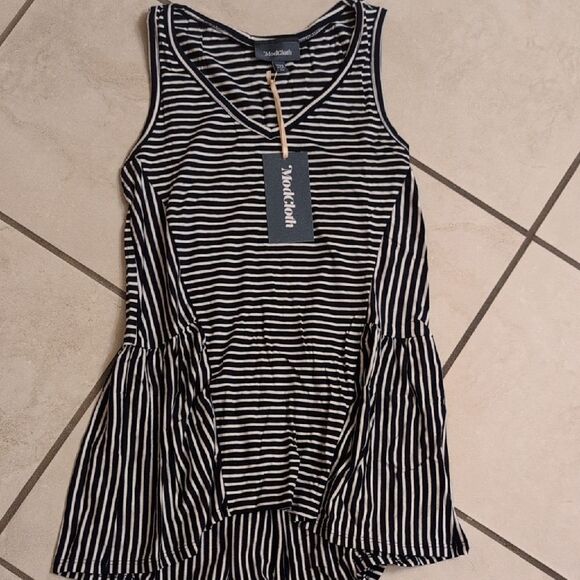 NWT ModCloth Every Direction Knit Tank Navy Blue White Striped Sleeveless XXS - Picture 2 of 10